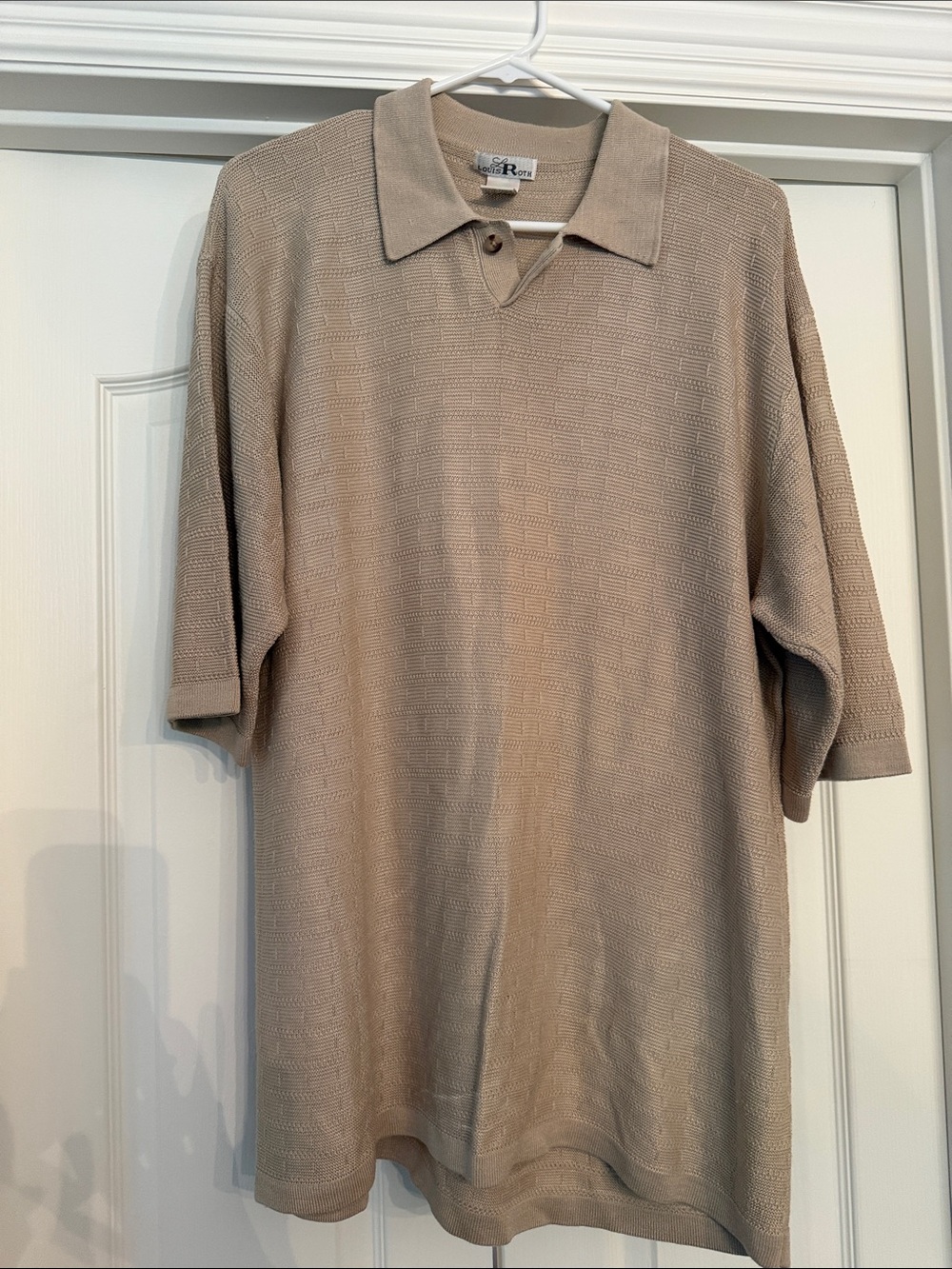 Men's Short-Sleeve silk sweater Polo in Beige by Louis Roth